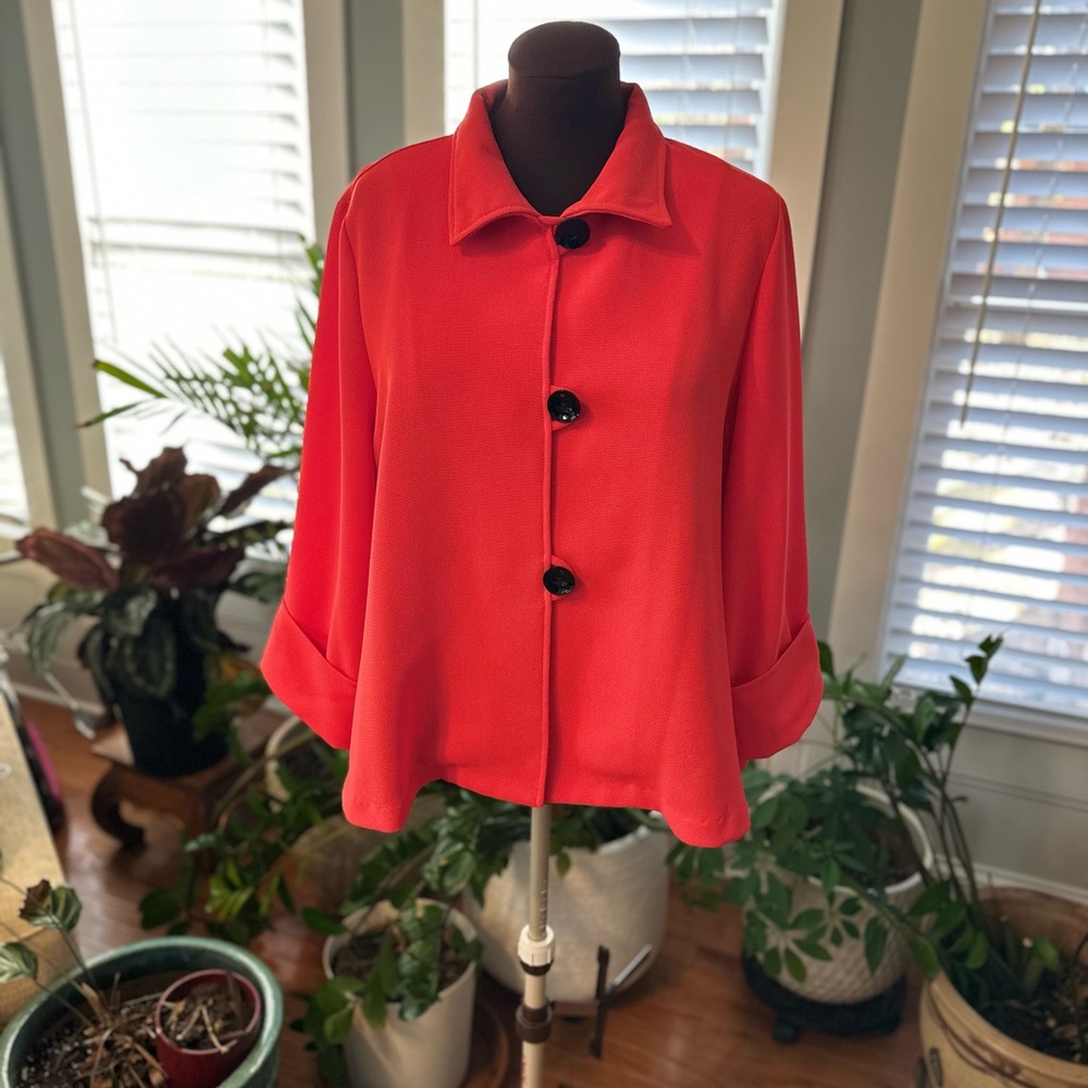 Vibrant Red Button-Up Coat